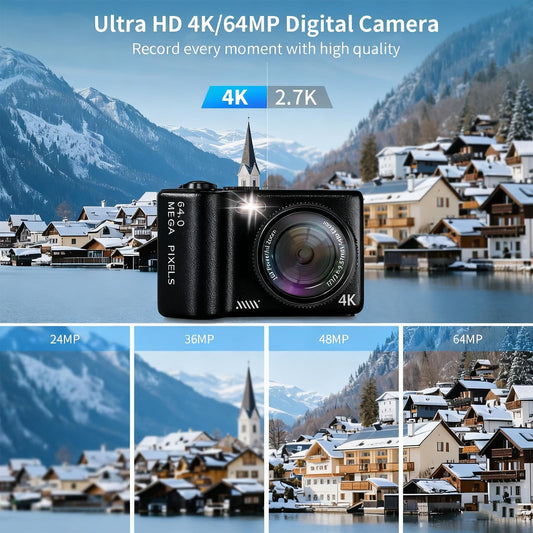 16X Zoom 4K Digital Camera for Photography and Video, Point and Shoot Digital Cameras