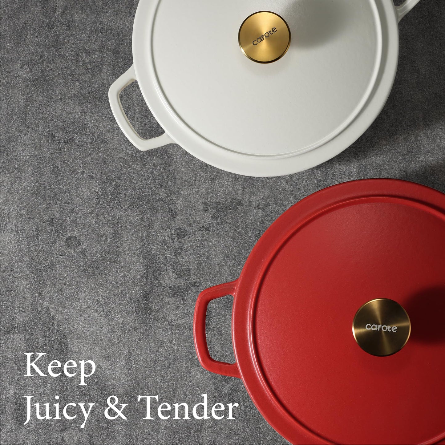 CAROTE 5QT Enameled Cast Iron Dutch Oven Pot with Lid,