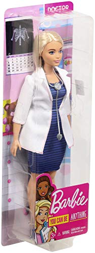 Barbie Doctor Doll, Curvy, Dressed in White Coat with Stethoscope and Blonde Hair,