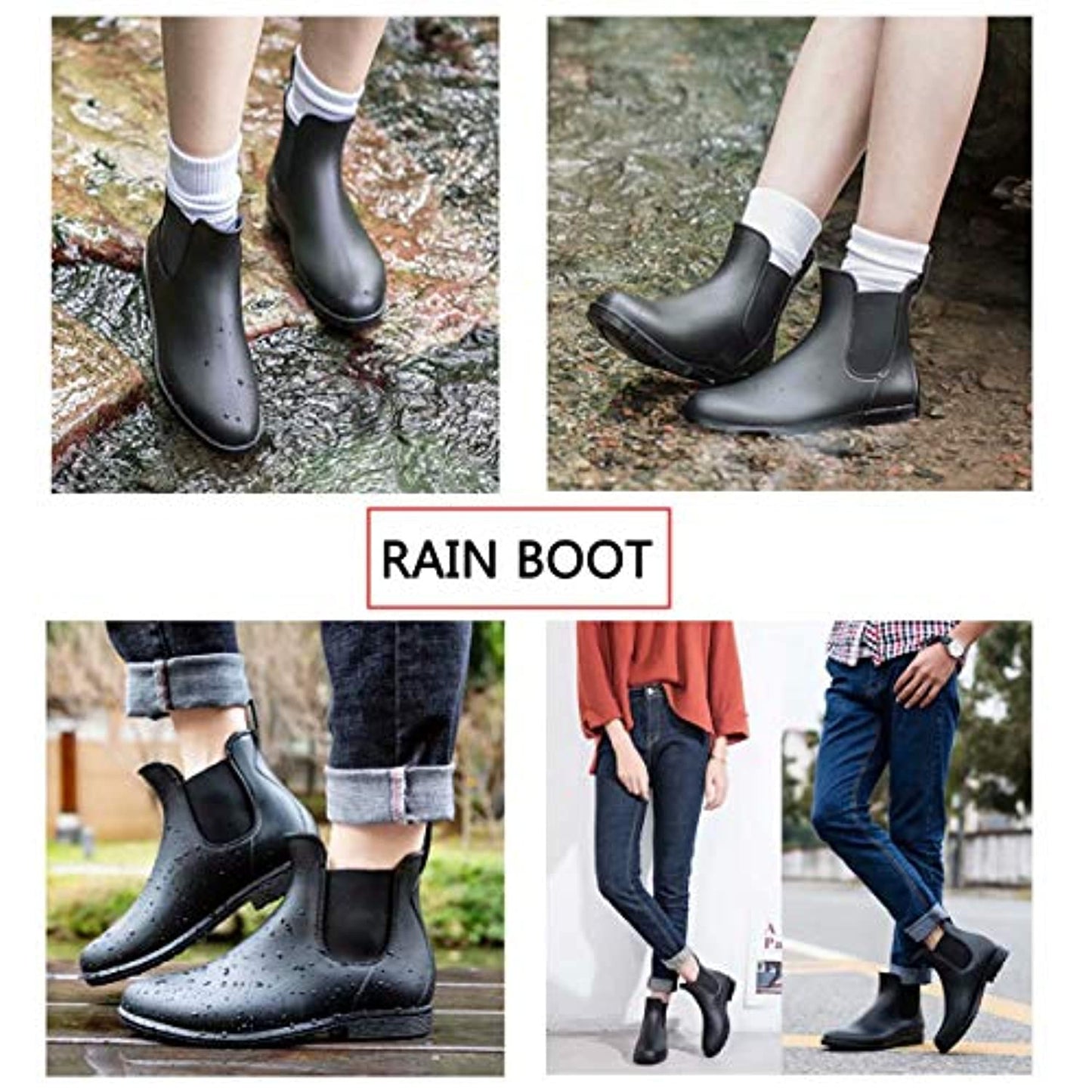 Yvmurain Women's Short Rain Boots Waterproof Anti Slip