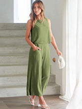 ANRABESS Women's Summer 2 Piece Outfits Sleeveless Tank Crop Button Back Top Cropped Wide Leg Pants Set Matching Lounge Set 2023 Summer Clothes 546heise-M