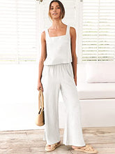 ANRABESS 2pc Outfits for Women Summer Casual Linen Lounge Matching Set Crop Top Wide Leg Long Pants Jumpsuit 2023 Spring Fashion Clothes Tracksuit 732jiezong-M