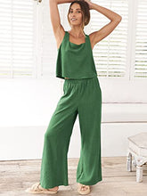 ANRABESS 2pc Outfits for Women Summer Casual Linen Lounge Matching Set Crop Top Wide Leg Long Pants Jumpsuit 2023 Spring Fashion Clothes Tracksuit 732jiezong-M