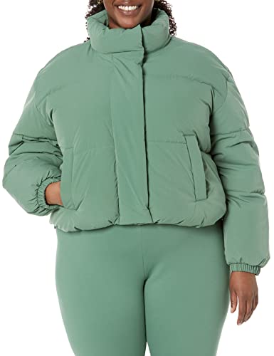 Amazon Essentials Women's Crop Puffer Jacket (Available in Plus Size), Neon Pink, 4X