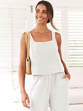 ANRABESS 2pc Outfits for Women Summer Casual Linen Lounge Matching Set Crop Top Wide Leg Long Pants Jumpsuit 2023 Spring Fashion Clothes Tracksuit 732jiezong-M