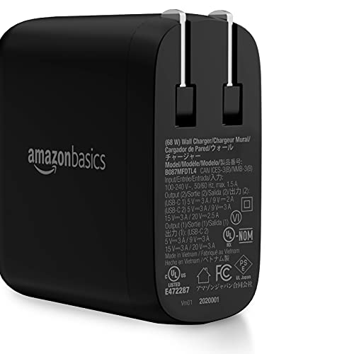 Amazon Basics 30W One-Port GaN USB-C Wall Charger with Power Delivery PD for Tablets