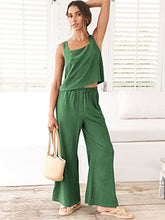 ANRABESS 2pc Outfits for Women Summer Casual Linen Lounge Matching Set Crop Top Wide Leg Long Pants Jumpsuit 2023 Spring Fashion Clothes Tracksuit 732jiezong-M