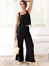 ANRABESS 2pc Outfits for Women Summer Casual Linen Lounge Matching Set Crop Top Wide Leg Long Pants Jumpsuit 2023 Spring Fashion Clothes Tracksuit 732jiezong-M