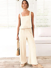 ANRABESS 2pc Outfits for Women Summer Casual Linen Lounge Matching Set Crop Top Wide Leg Long Pants Jumpsuit 2023 Spring Fashion Clothes Tracksuit 732jiezong-M