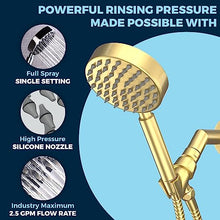 ALL METAL Handheld Shower Head with Hose and Brass Holder