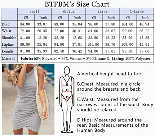 BTFBM Women Casual Dress Crew Neck Ruched Summer Sleeveless Tank Bodycon Shirt Short Mini Dresses (106Black, Medium)