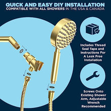 ALL METAL Handheld Shower Head with Hose and Brass Holder