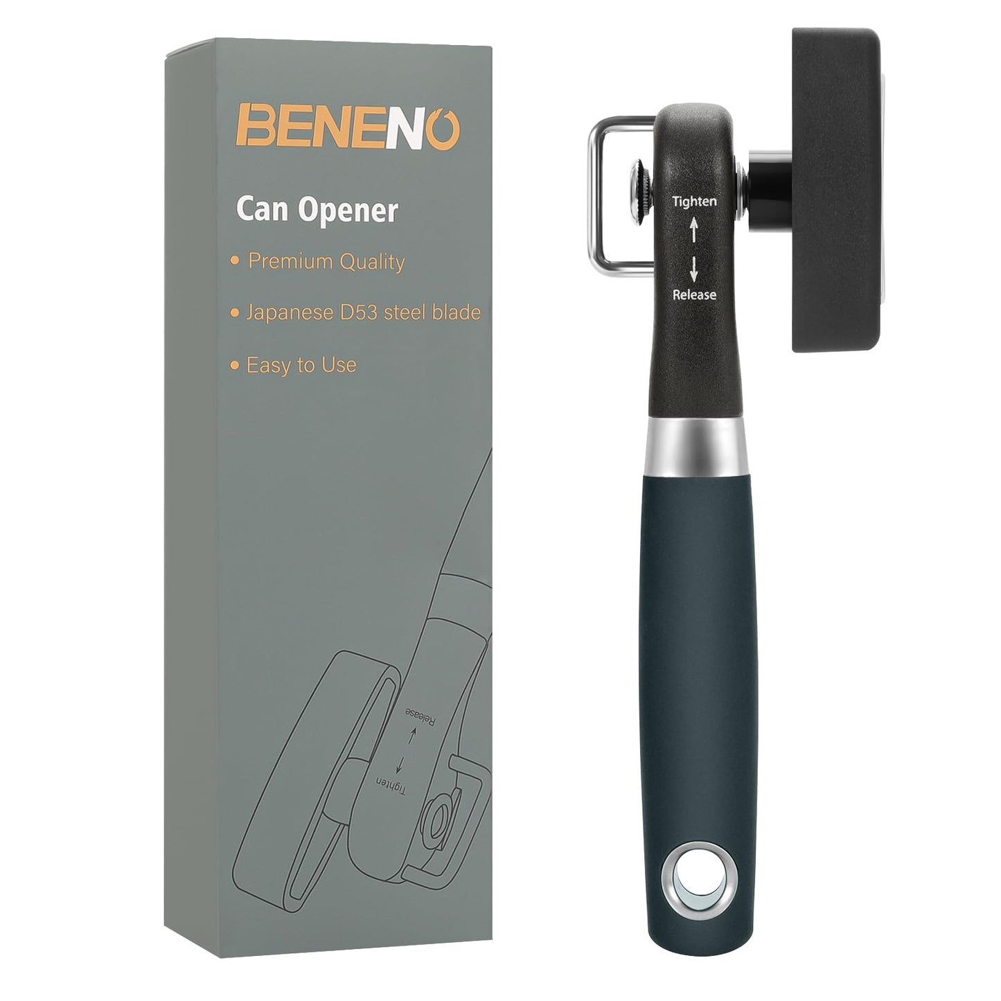 Beneno Can Opener, Manual Side Safe Cut Can Opener Smooth Edge
