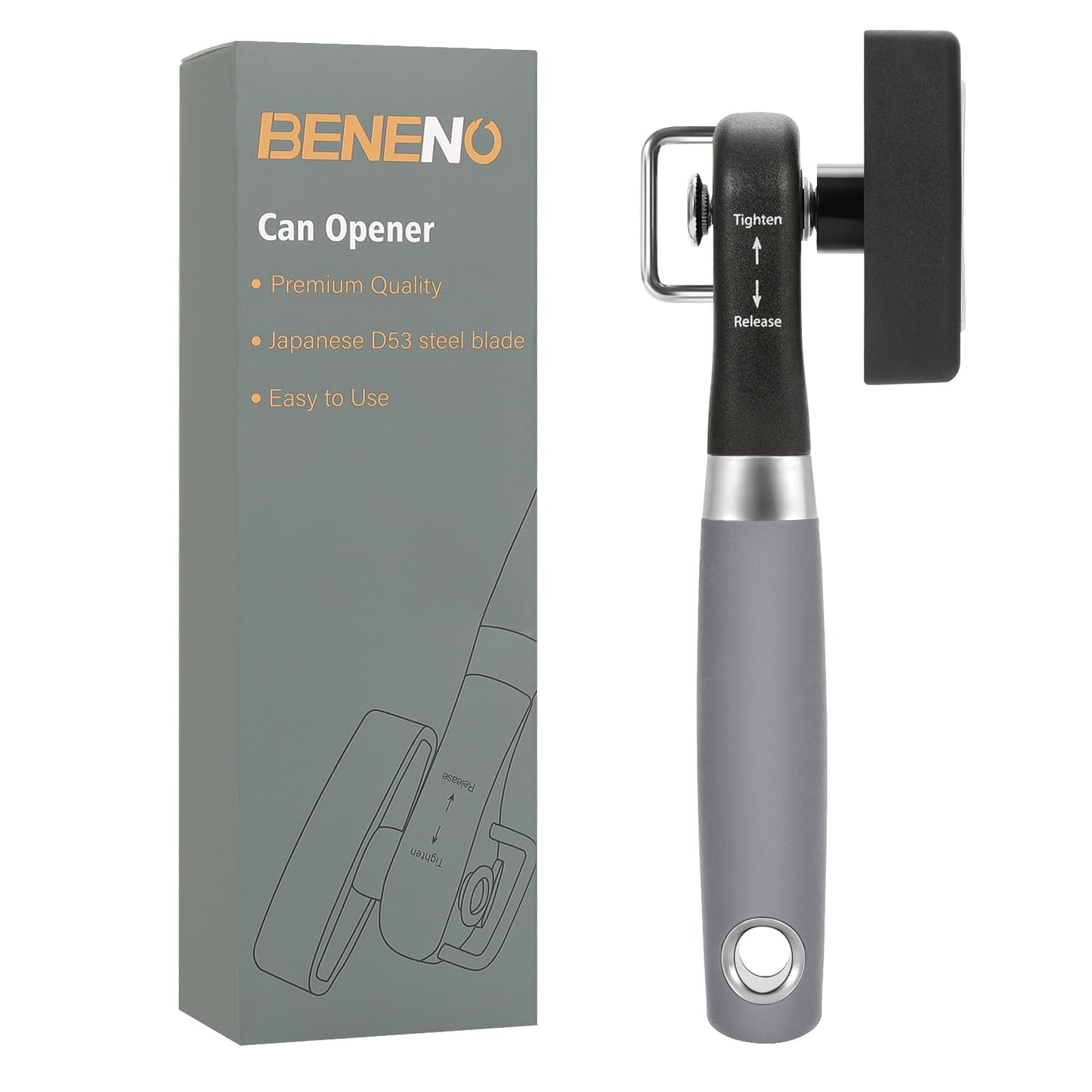 Beneno Can Opener, Manual Side Safe Cut Can Opener Smooth Edge