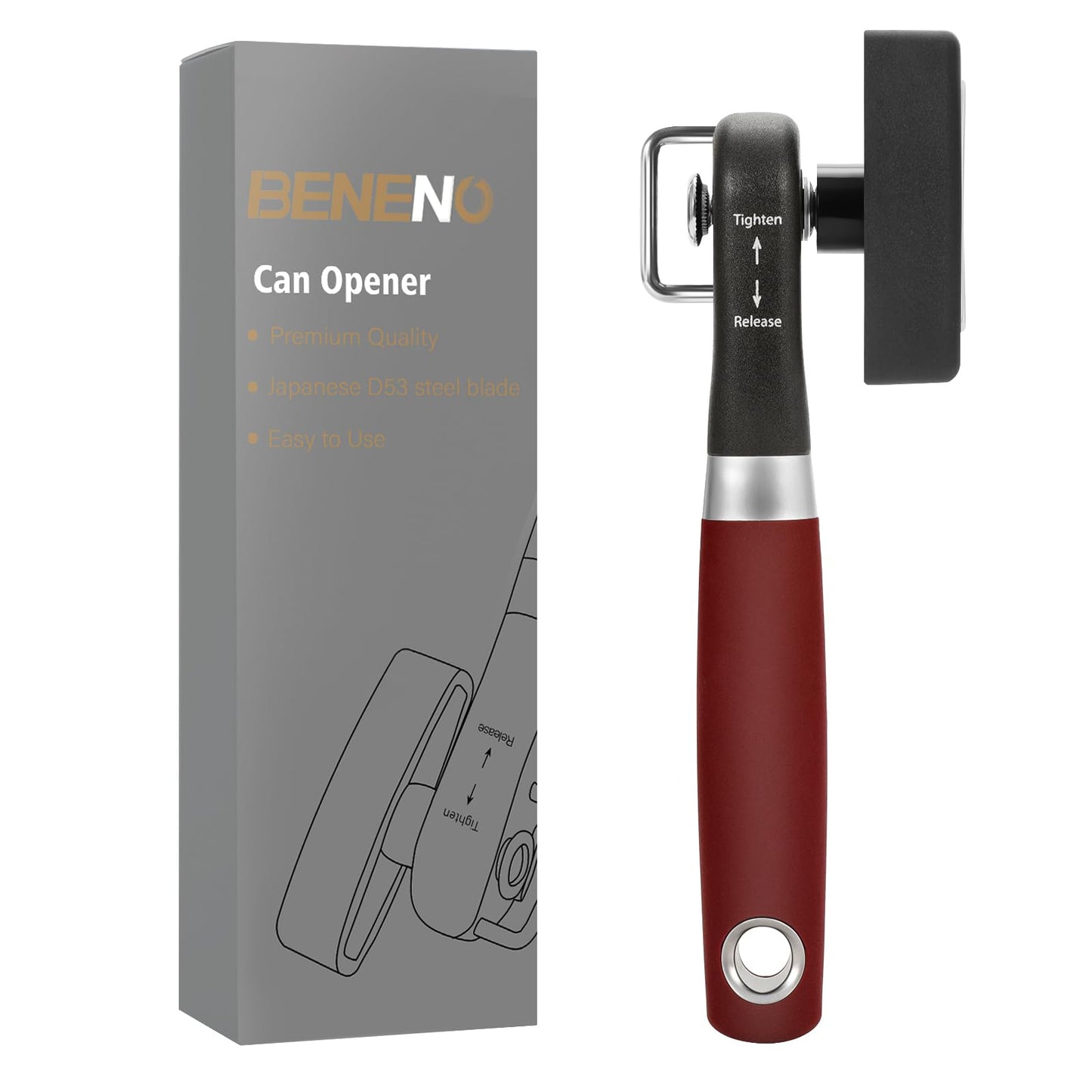 Beneno Can Opener, Manual Side Safe Cut Can Opener Smooth Edge