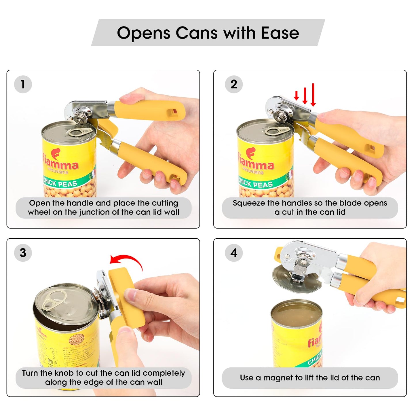 Beneno Heavy Duty Hand Can Opener Manual with Magnet
