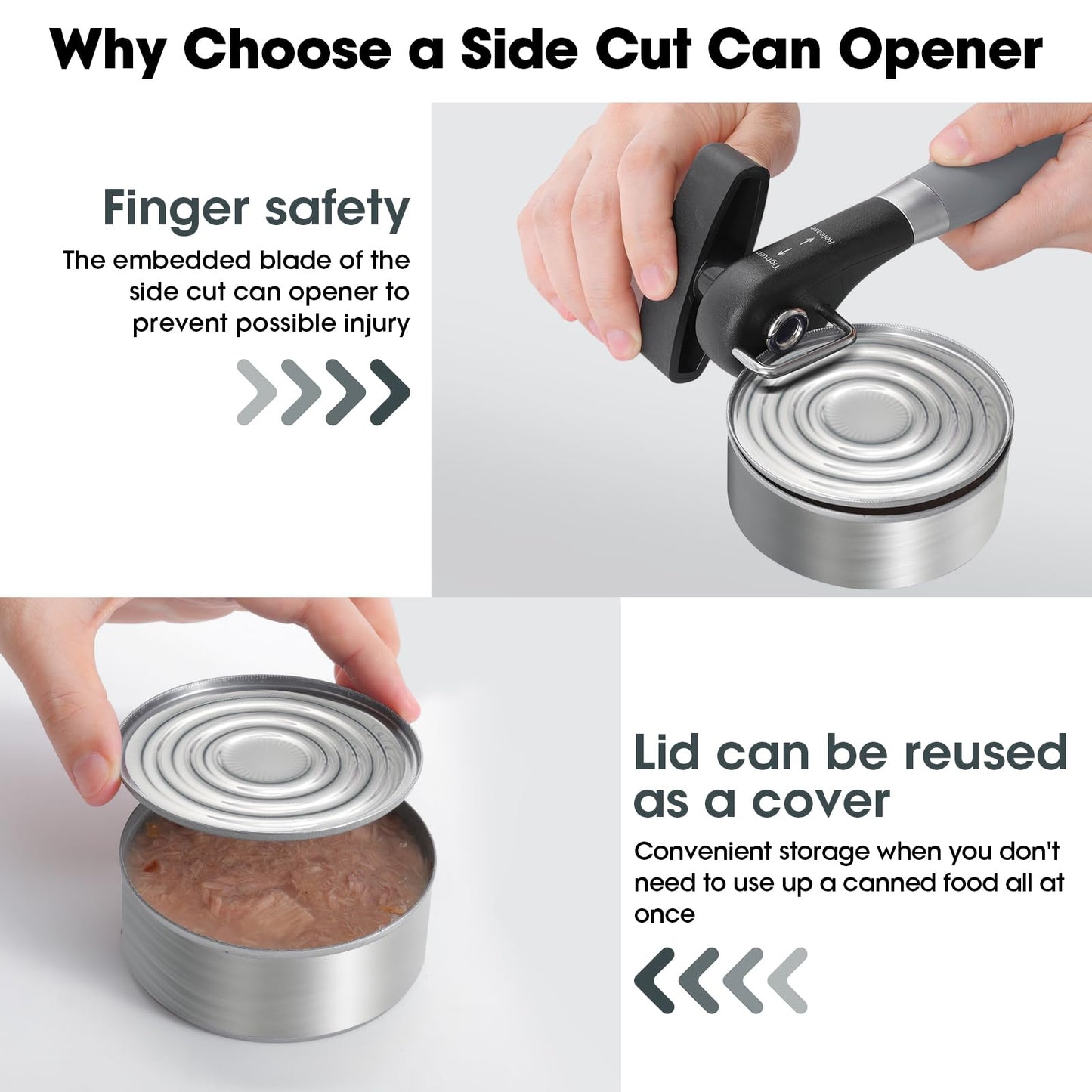 Beneno Can Opener, Manual Side Safe Cut Can Opener Smooth Edge