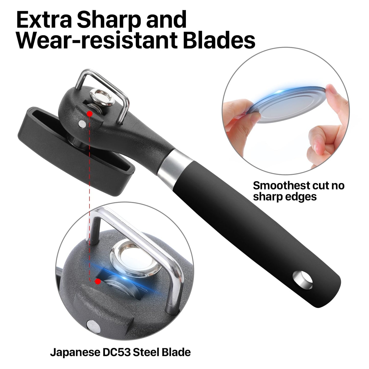 Beneno Can Opener, Manual Side Safe Cut Can Opener Smooth Edge