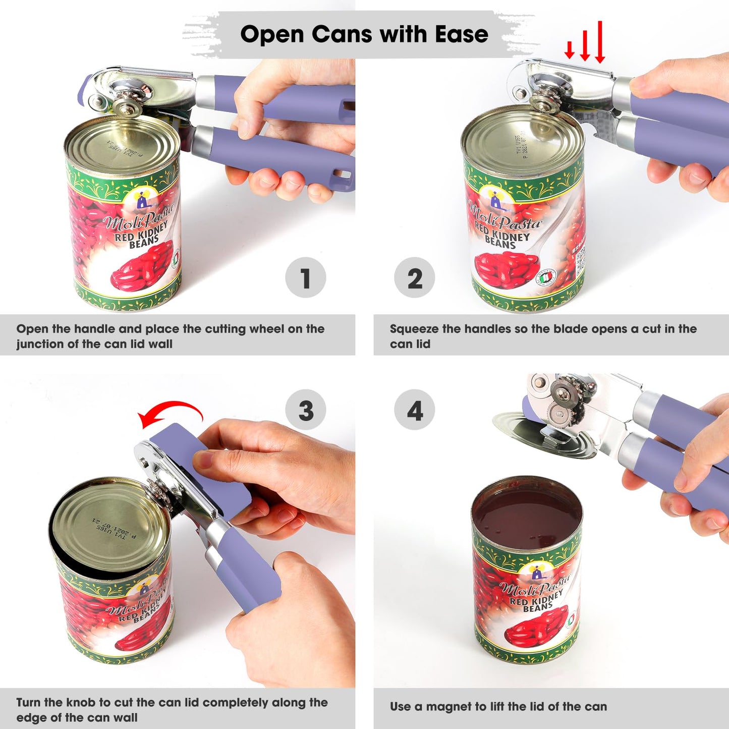 Beneno Heavy Duty Hand Can Opener Manual with Magnet