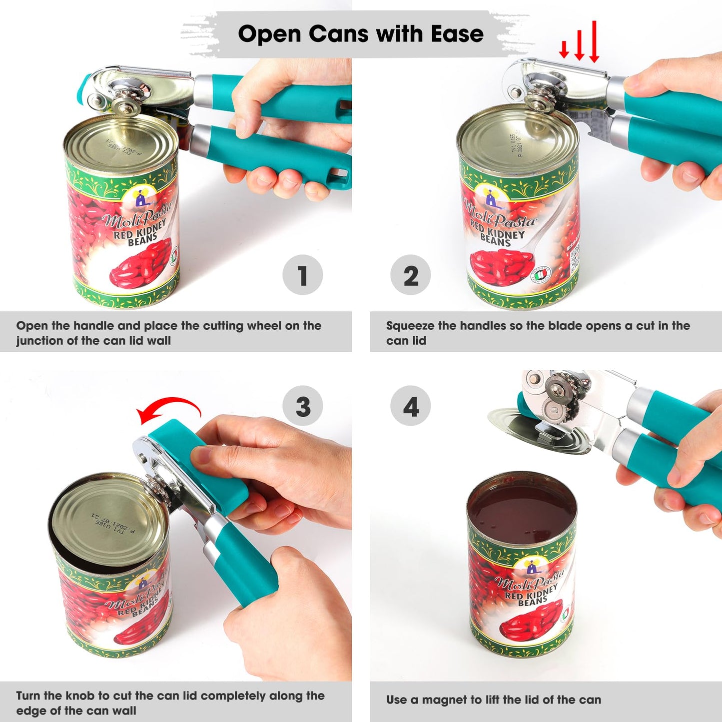 Beneno Heavy Duty Hand Can Opener Manual with Magnet