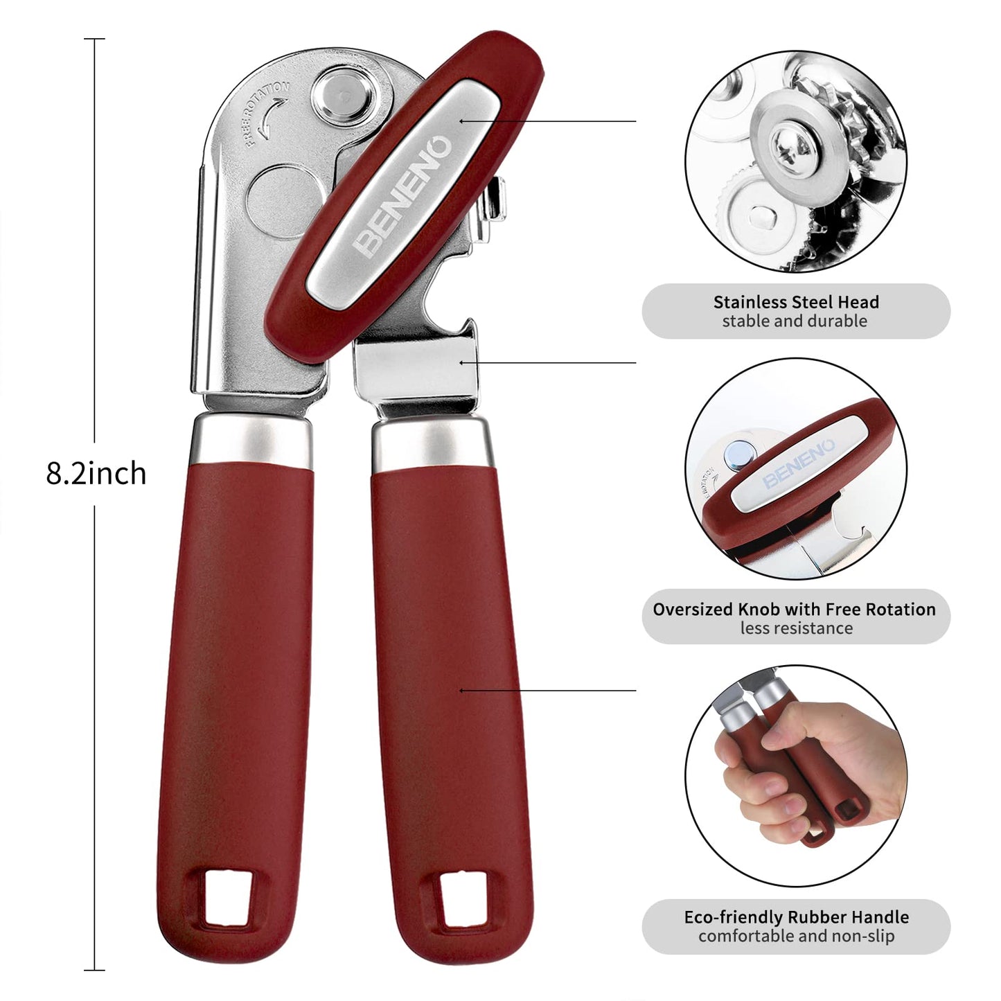 Beneno Heavy Duty Hand Can Opener Manual with Magnet