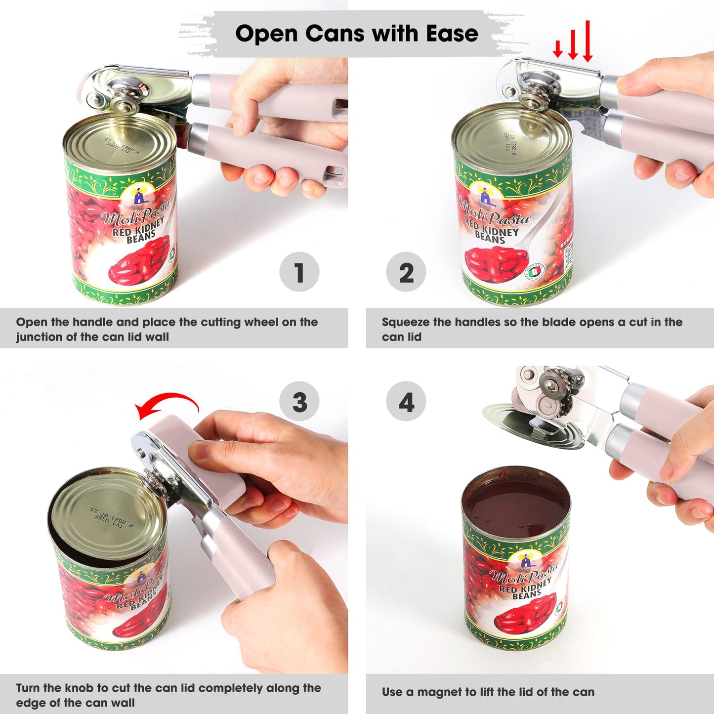 Beneno Heavy Duty Hand Can Opener Manual with Magnet