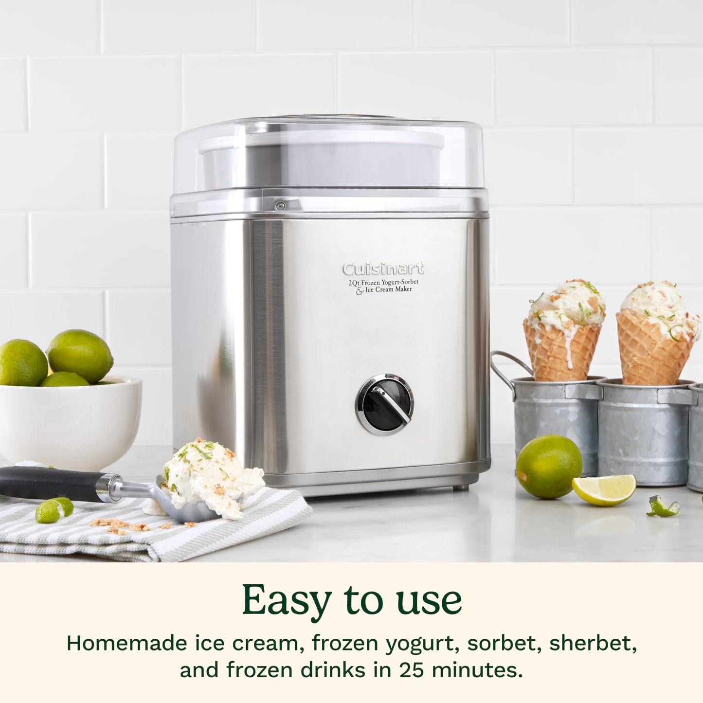 Cuisinart Ice Cream Maker Machine, 2-Quart Ice Cream, Sorbet and Frozen Yogurt Machine