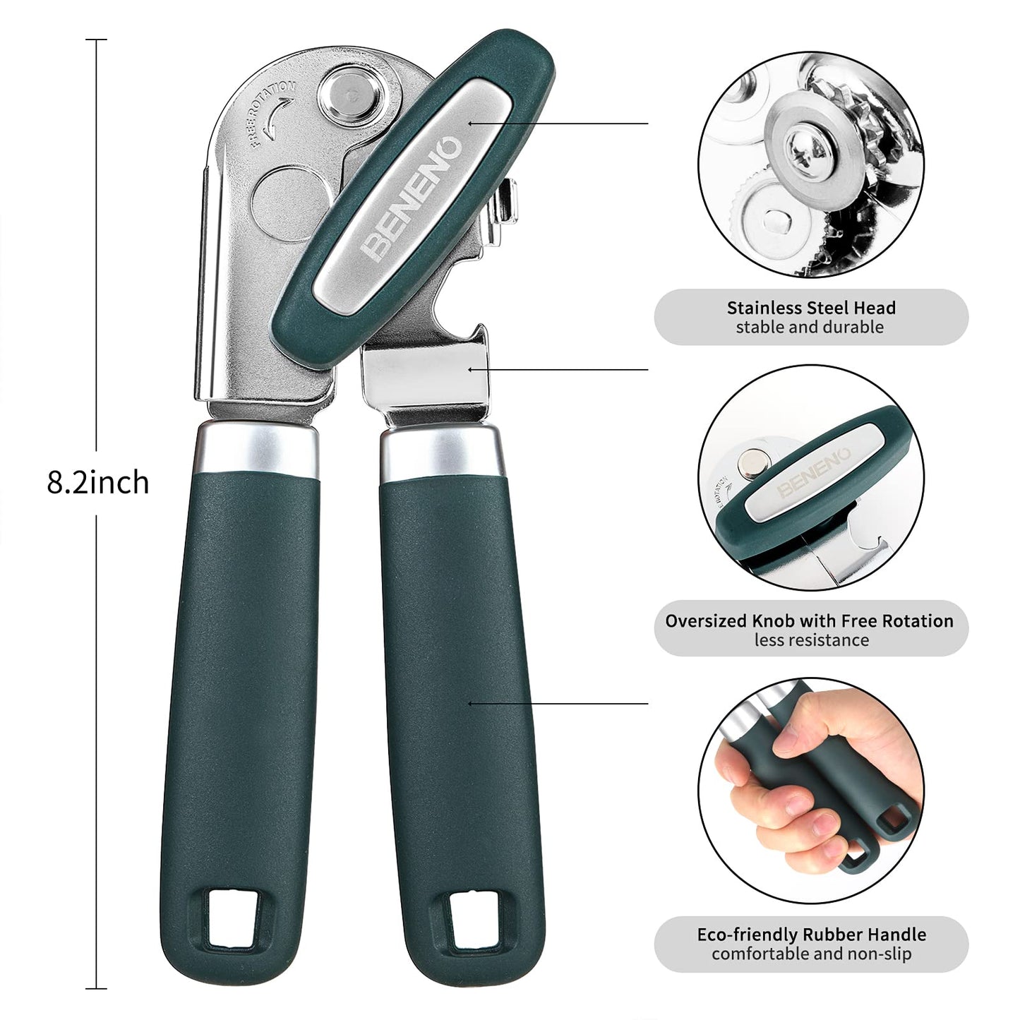 Beneno Heavy Duty Hand Can Opener Manual with Magnet