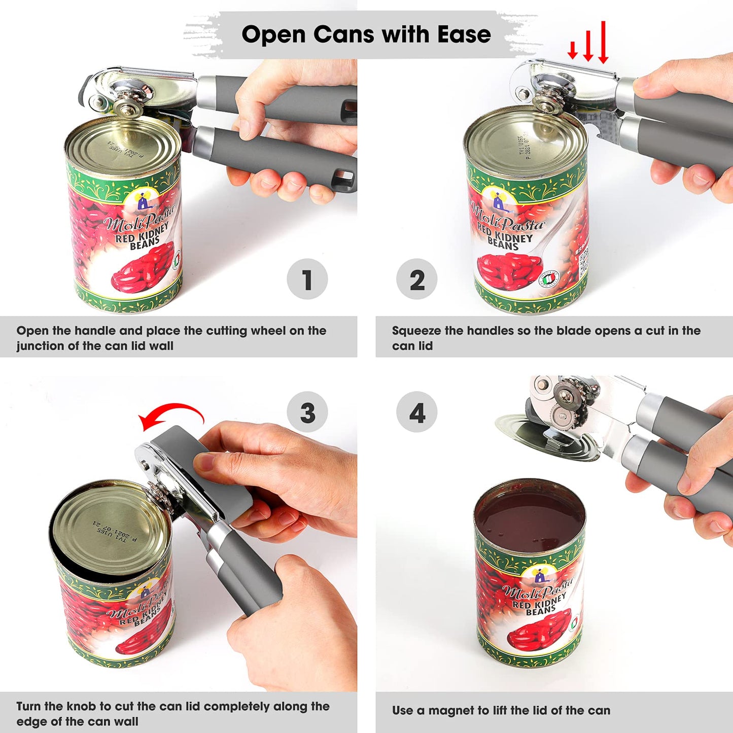 Beneno Heavy Duty Hand Can Opener Manual with Magnet