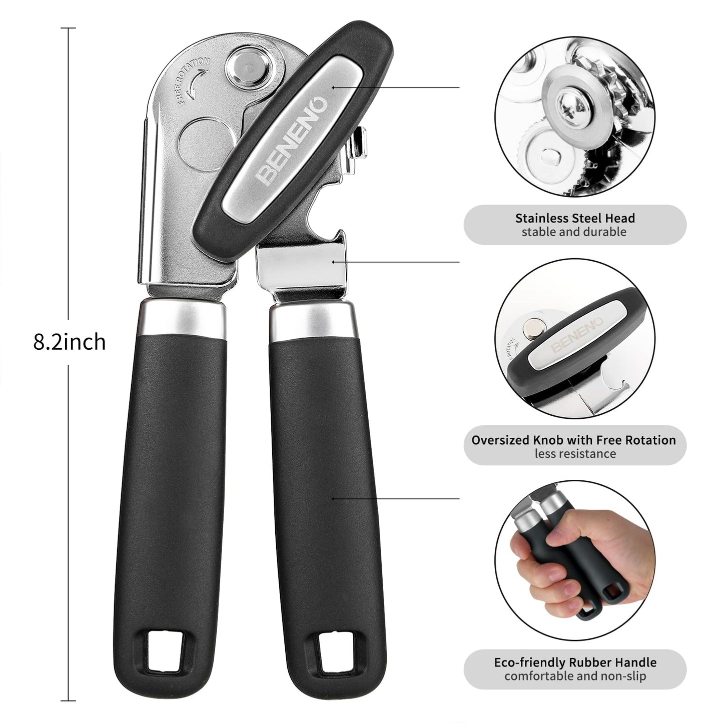 Beneno Heavy Duty Hand Can Opener Manual with Magnet