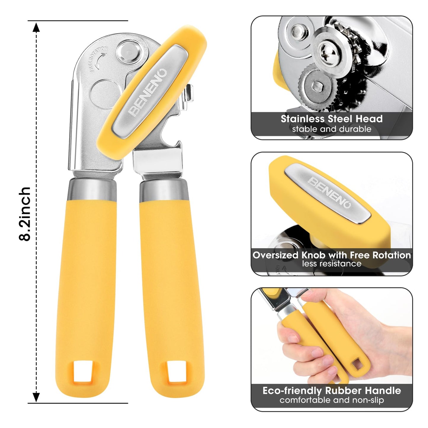 Beneno Heavy Duty Hand Can Opener Manual with Magnet