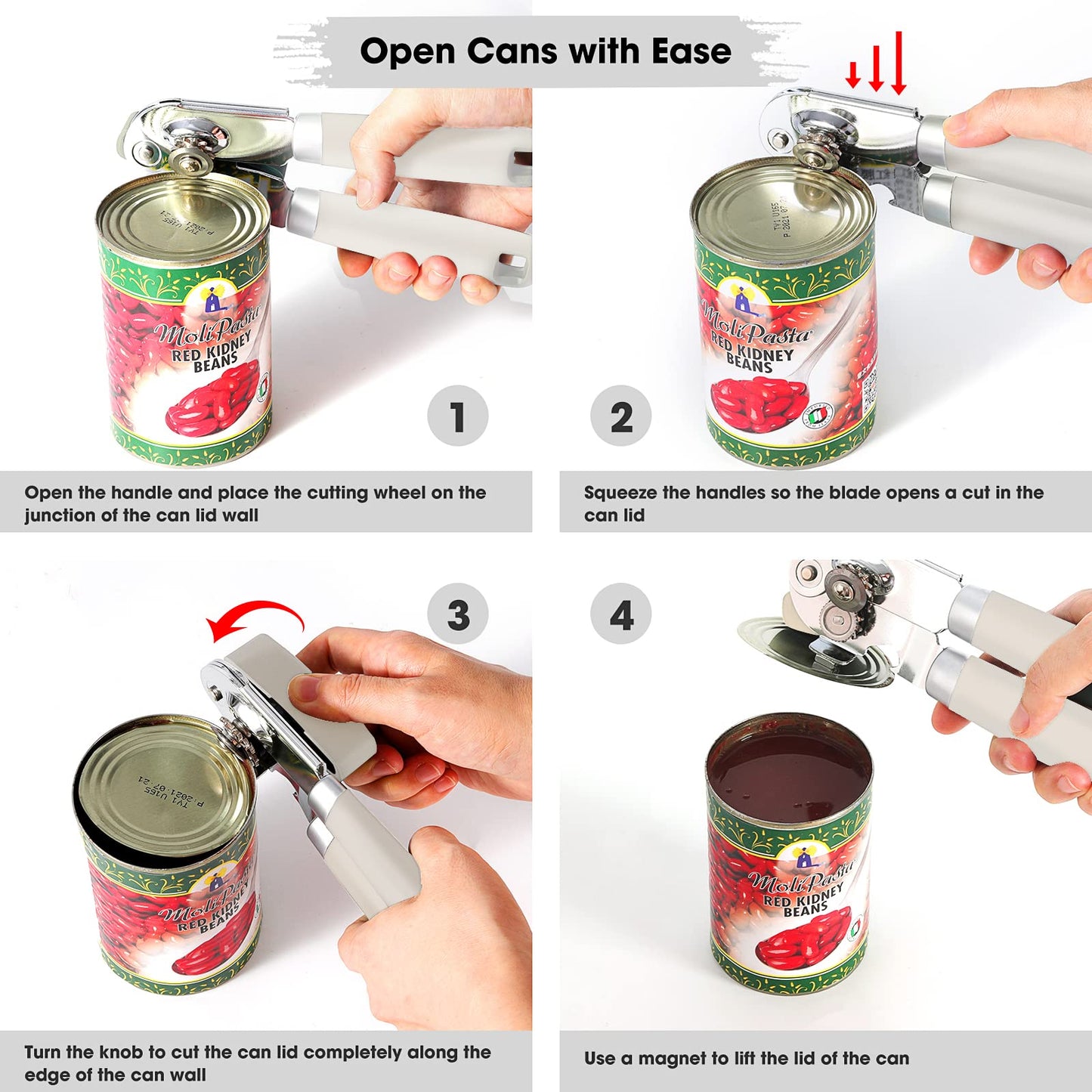 Beneno Heavy Duty Hand Can Opener Manual with Magnet