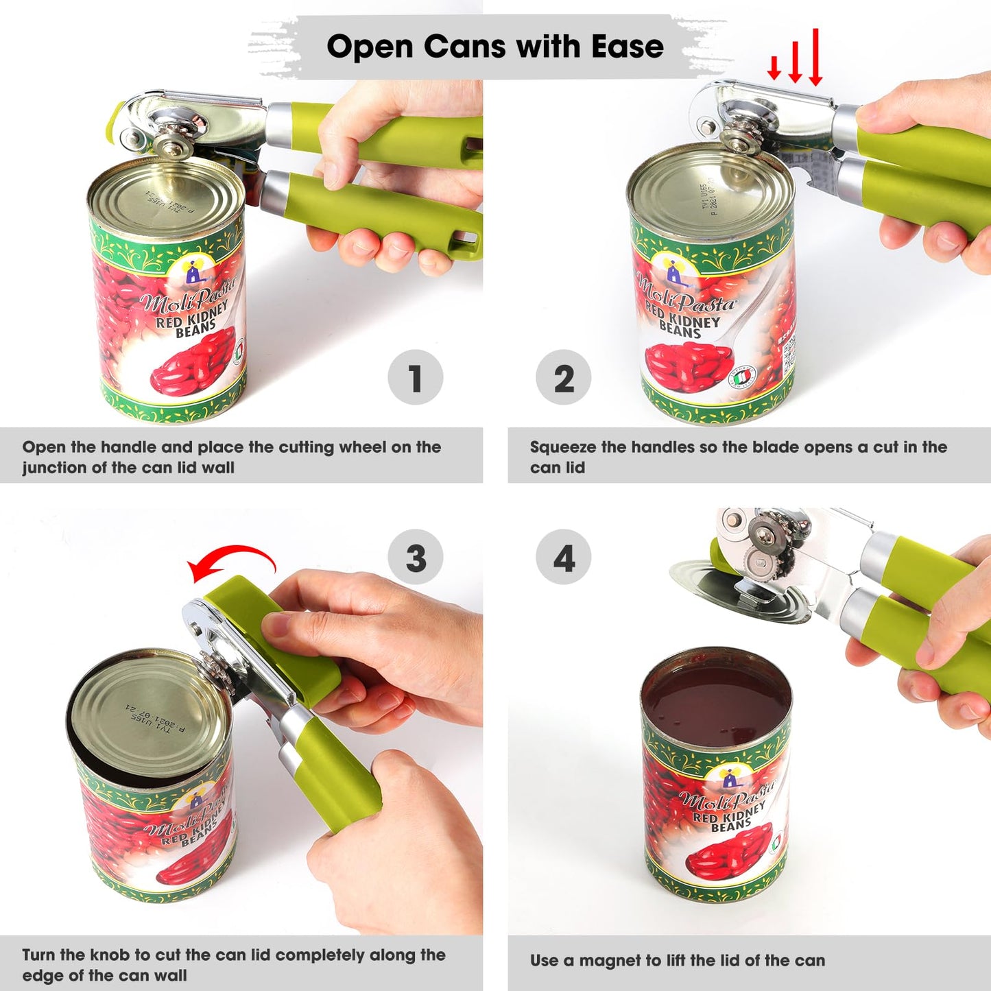 Beneno Heavy Duty Hand Can Opener Manual with Magnet