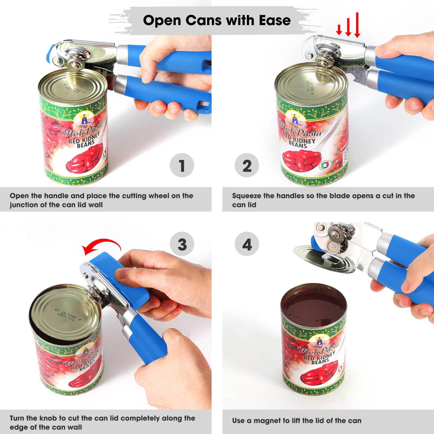 Beneno Heavy Duty Hand Can Opener Manual with Magnet
