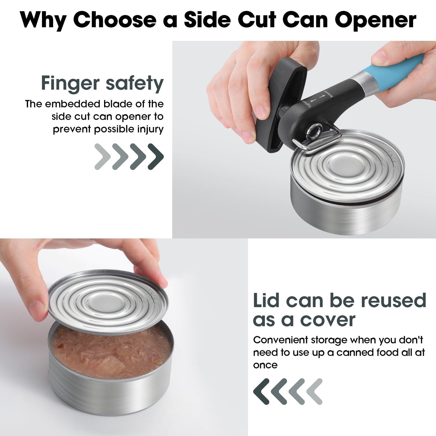 Beneno Can Opener, Manual Side Safe Cut Can Opener Smooth Edge