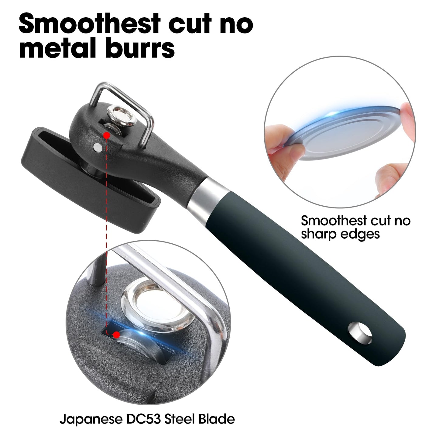 Beneno Can Opener, Manual Side Safe Cut Can Opener Smooth Edge