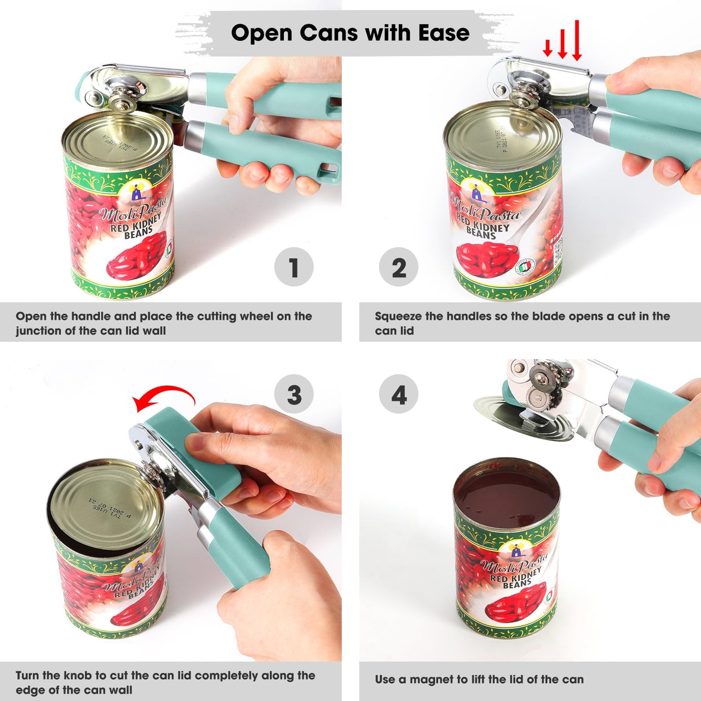 Beneno Heavy Duty Hand Can Opener Manual with Magnet