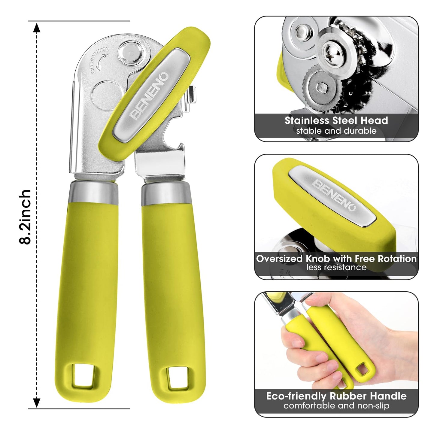Beneno Heavy Duty Hand Can Opener Manual with Magnet