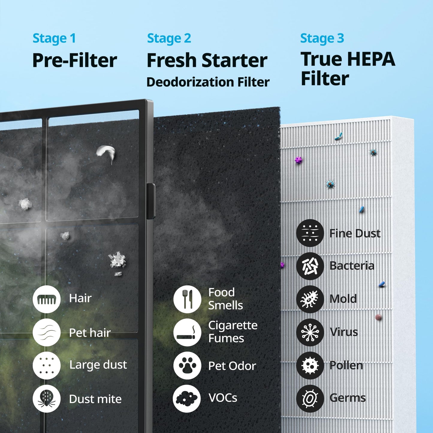 Coway Airmega AP-1512HH(W) True HEPA Purifier with Air Quality Monitoring, Auto, Timer,