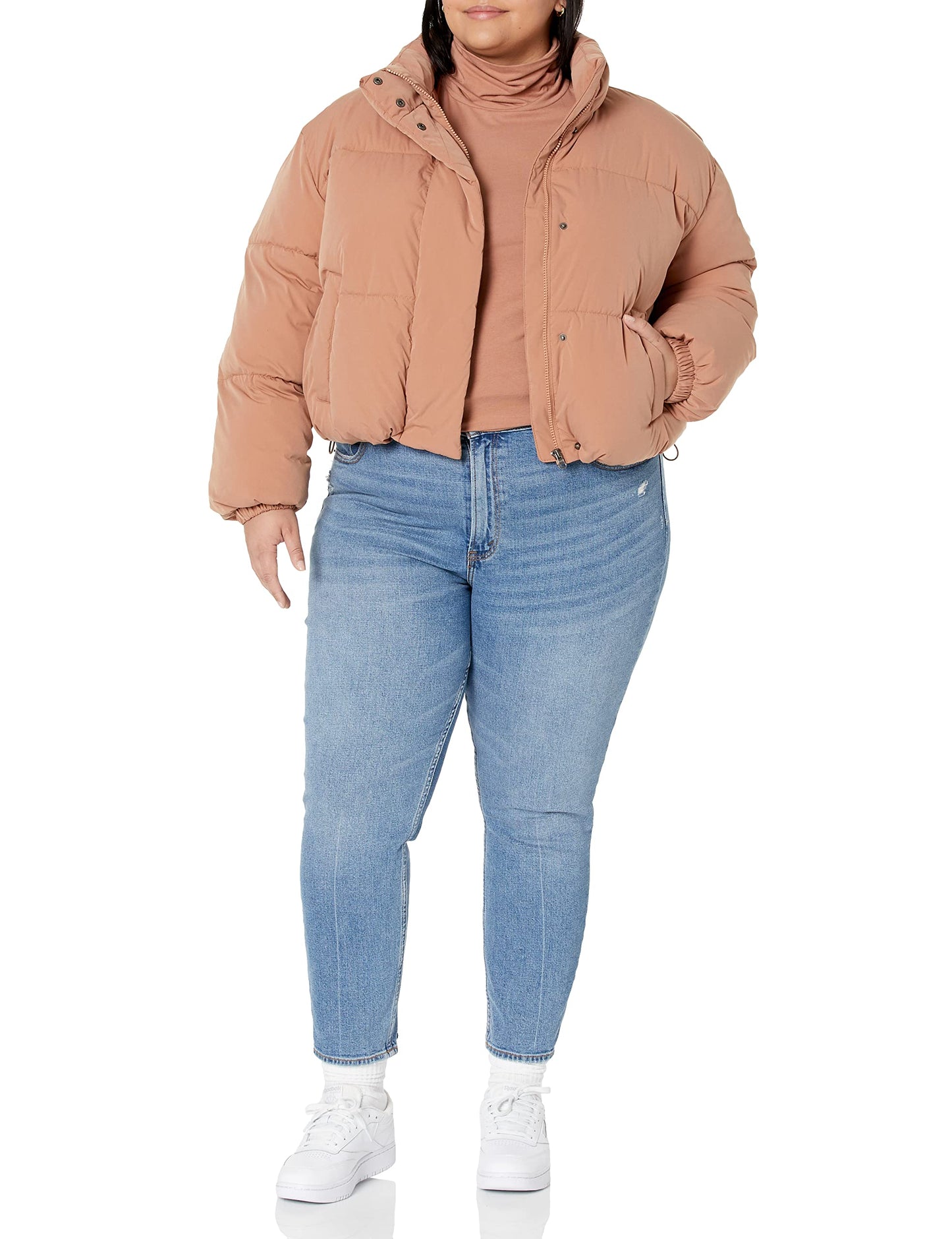 Amazon Essentials Women's Crop Puffer Jacket (Available in Plus Size), Neon Pink, 4X