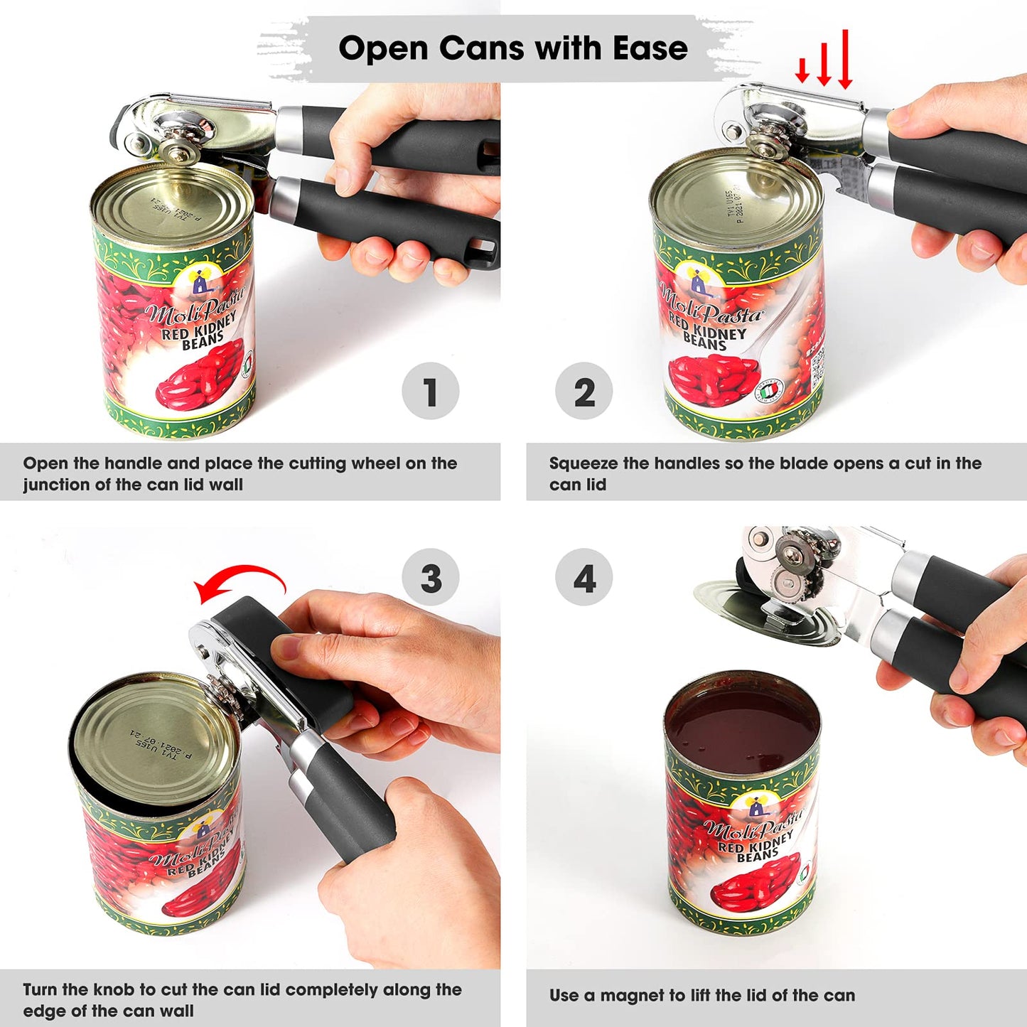 Beneno Heavy Duty Hand Can Opener Manual with Magnet