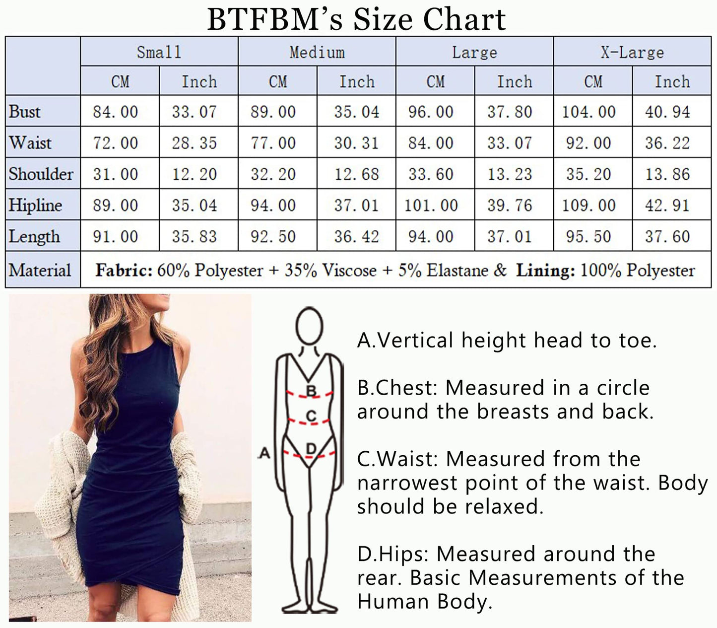 BTFBM Women Casual Dress Crew Neck Ruched Summer Sleeveless Tank Bodycon Shirt Short Mini Dresses (106Black, Medium)