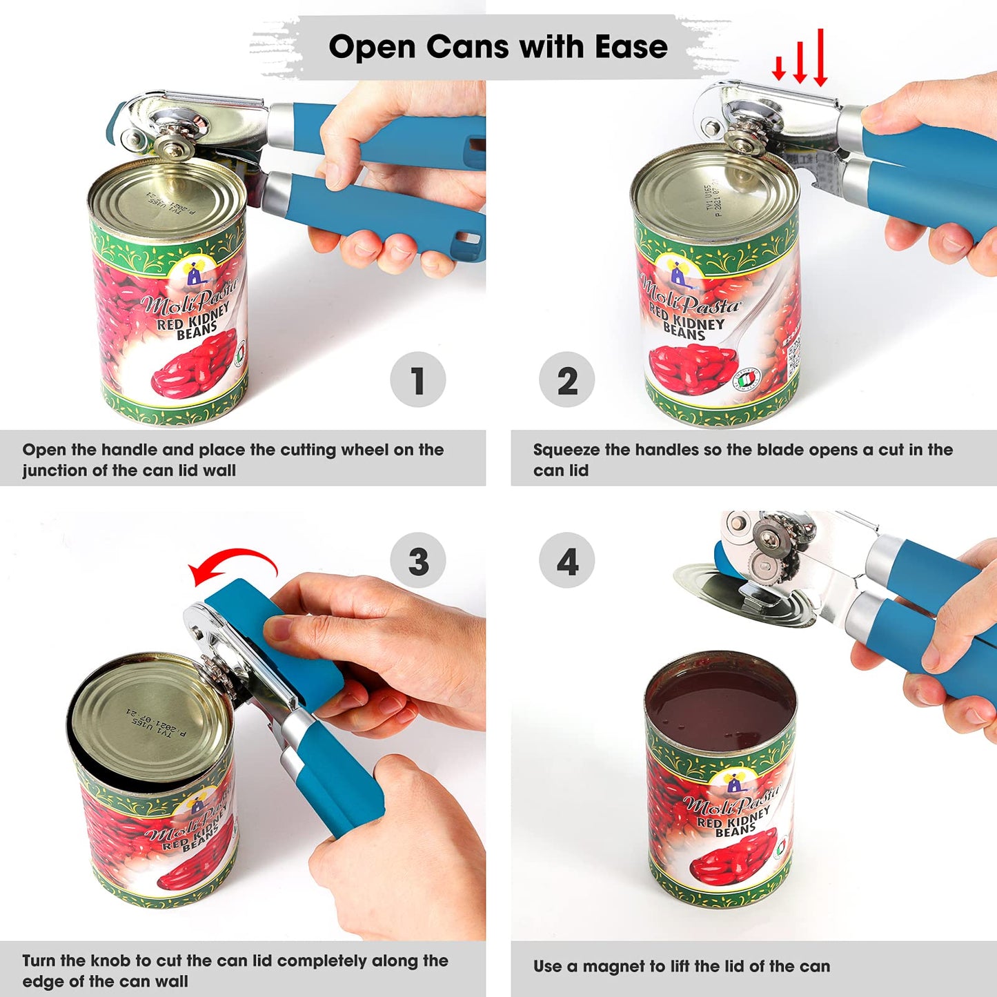 Beneno Heavy Duty Hand Can Opener Manual with Magnet