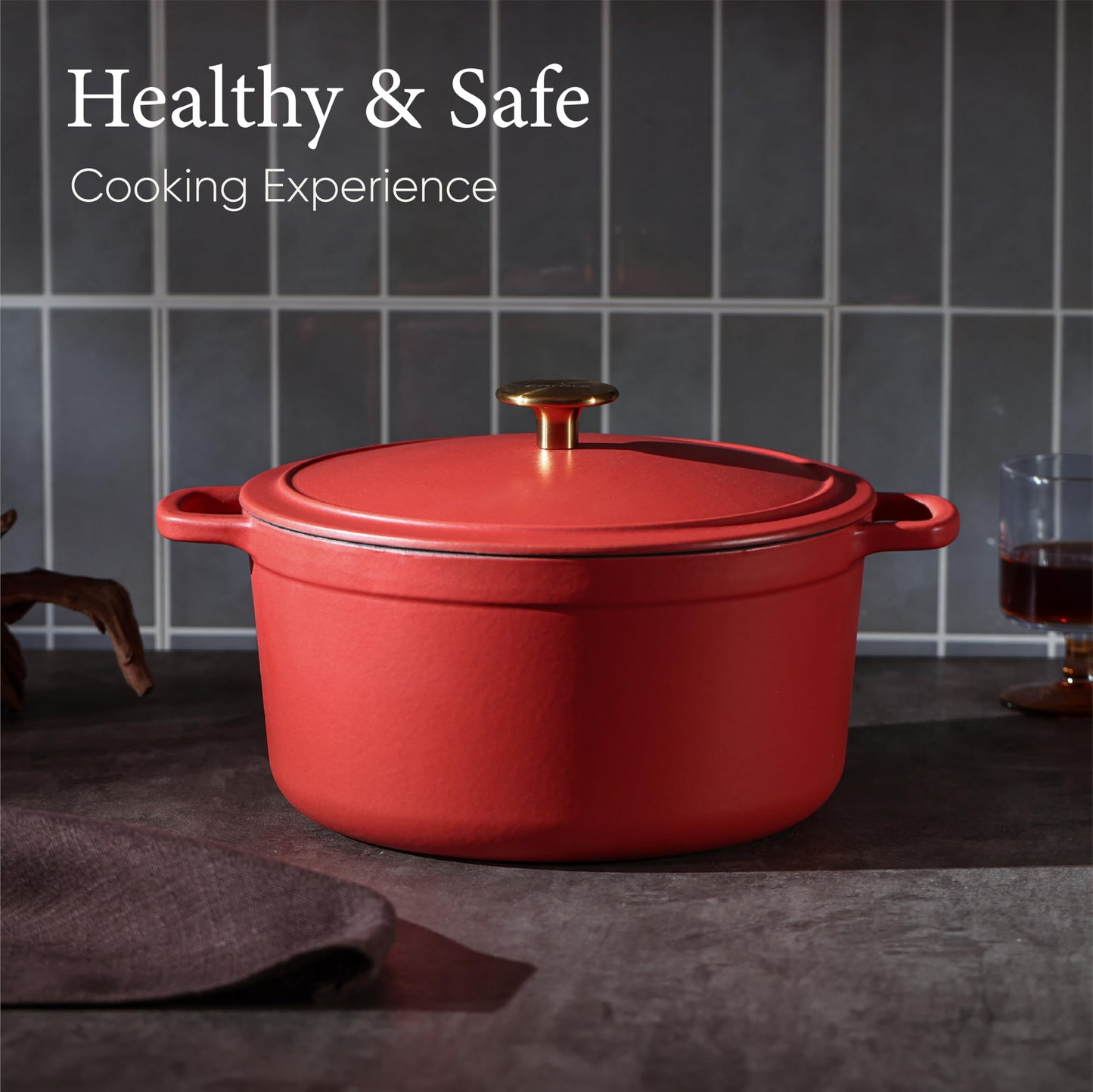 CAROTE 5QT Enameled Cast Iron Dutch Oven Pot with Lid,