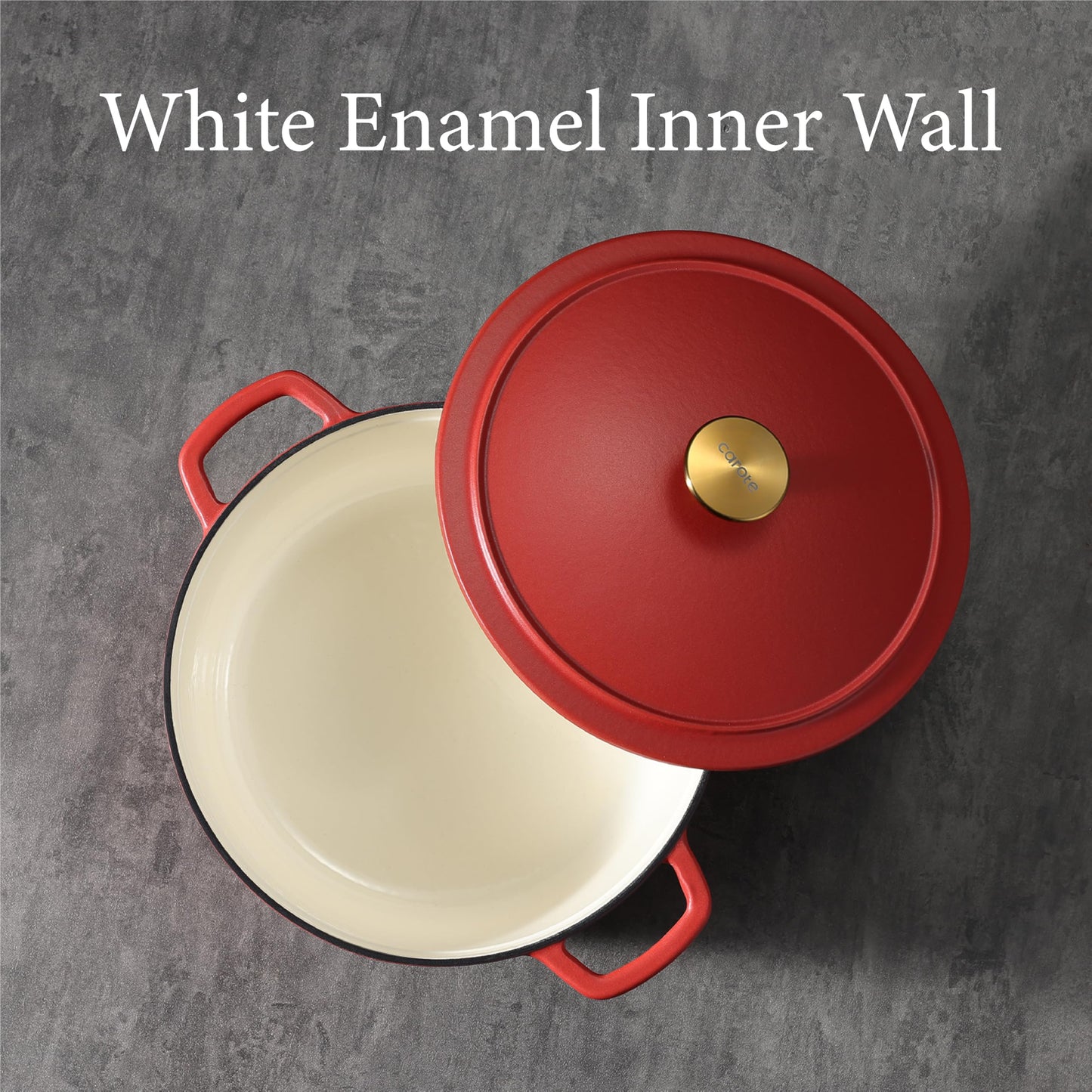 CAROTE 5QT Enameled Cast Iron Dutch Oven Pot with Lid,