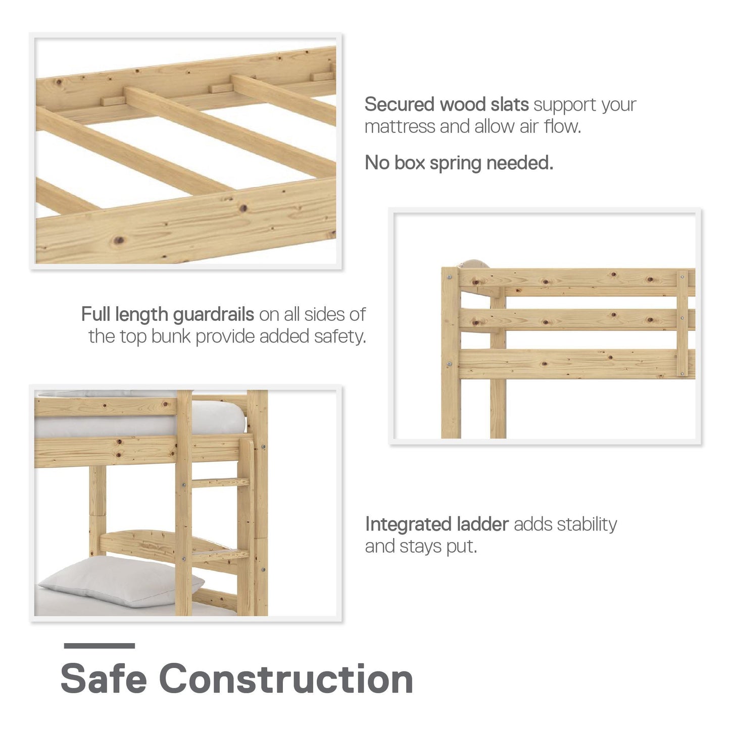 Better Homes & Gardens Leighton Wood Twin-Over-Twin Bunk Bed, Mocha
