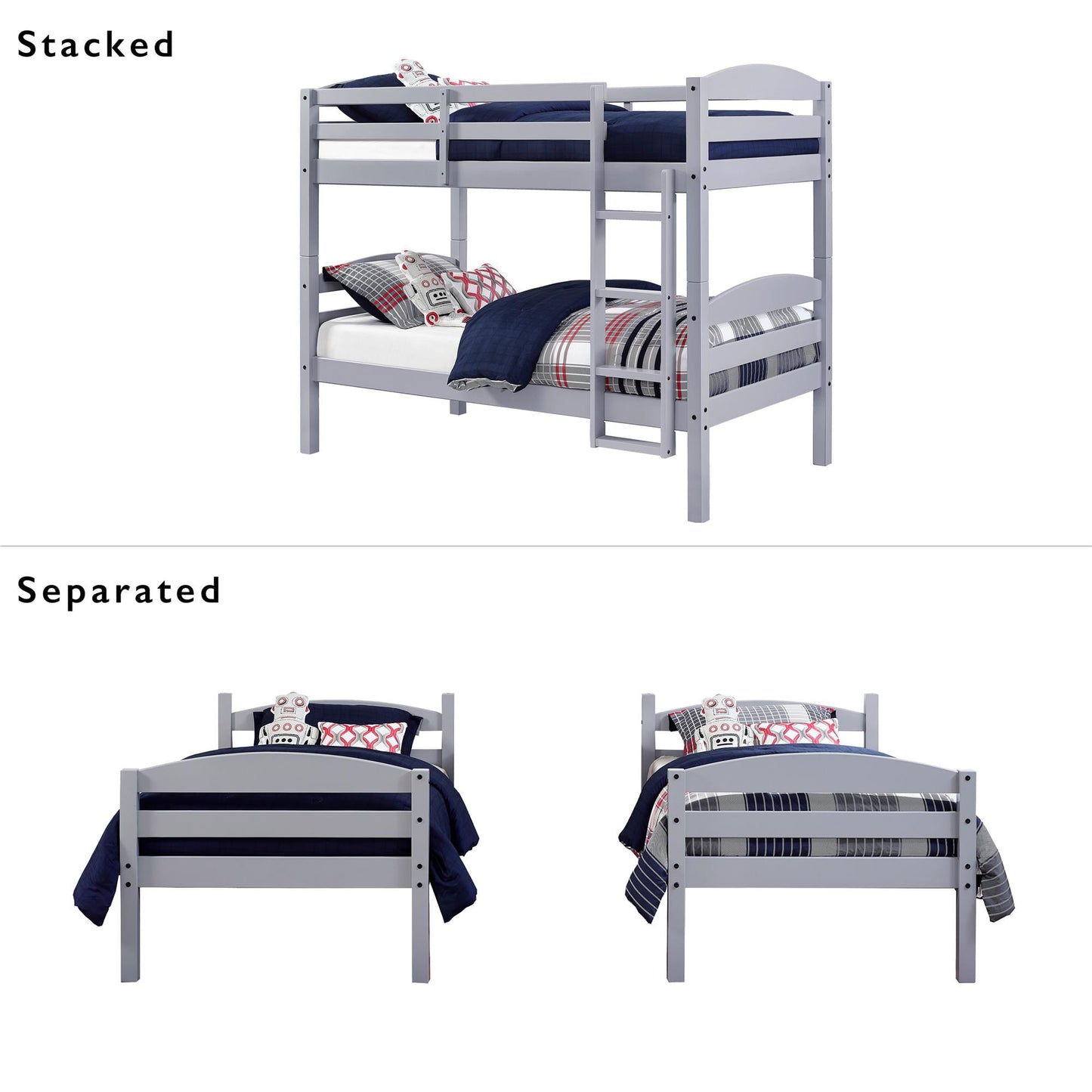 Better Homes & Gardens Leighton Wood Twin-Over-Twin Bunk Bed, Mocha