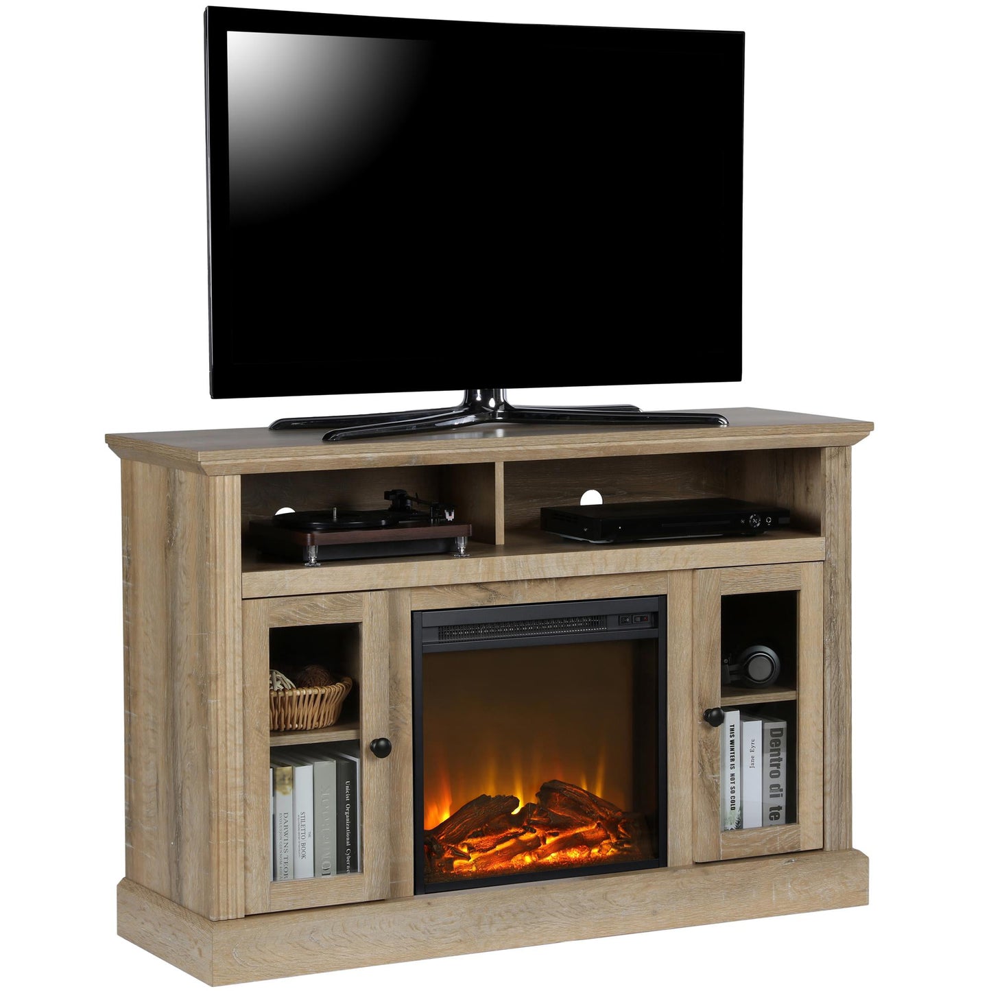 Ameriwood Home Chicago Electric Fireplace TV Console for TVs up to a 55", Natural