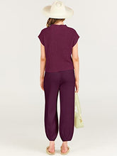 ANRABESS Women's Two Piece Outfits Sweater Sets Knit Pullover Tops and Casual Pants Tracksuit Matching Sets Loungewear 2023 Summer Fashion Clothes Sweat Suit 953qiankaqi-M Khaki White