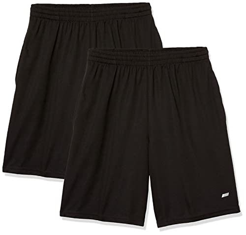 Amazon Essentials Men's Performance Tech Loose-Fit Shorts (Available in Big & Tall), Pack of 2, Black/Grey, Medium